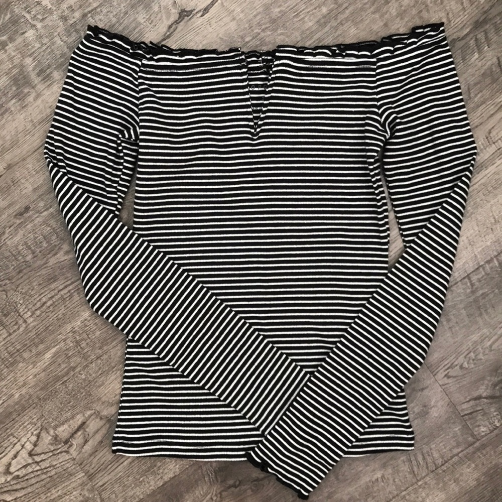 Off the shoulder striped top